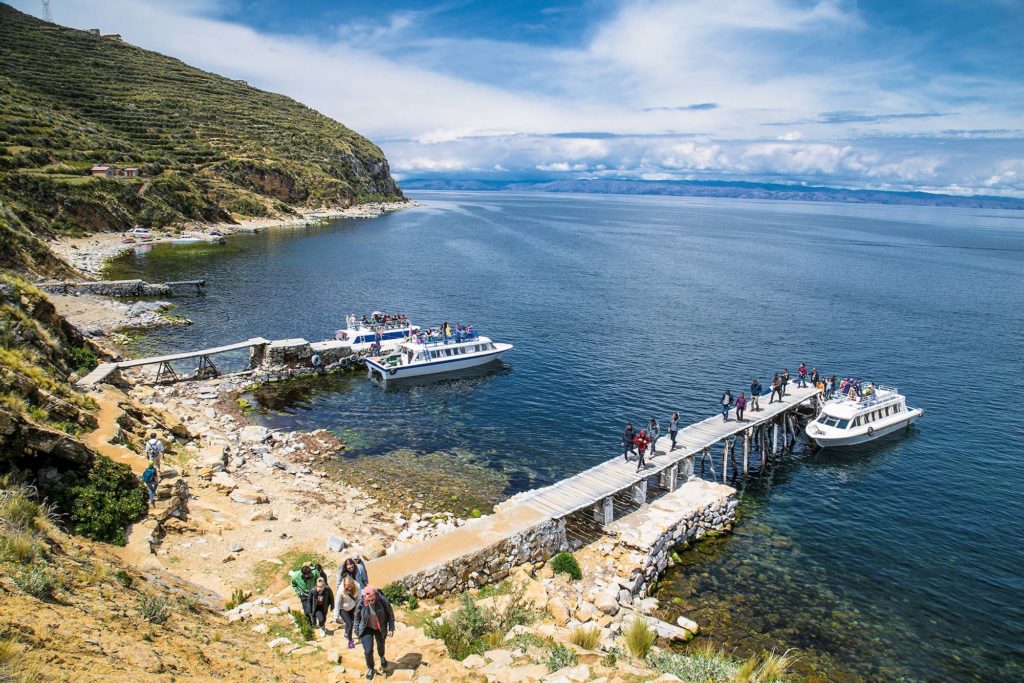 Bolivia. Soløya på Titicaca. Brygge. Foto