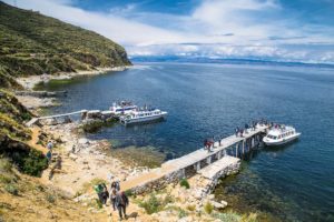 Bolivia. Soløya på Titicaca. Brygge. Foto