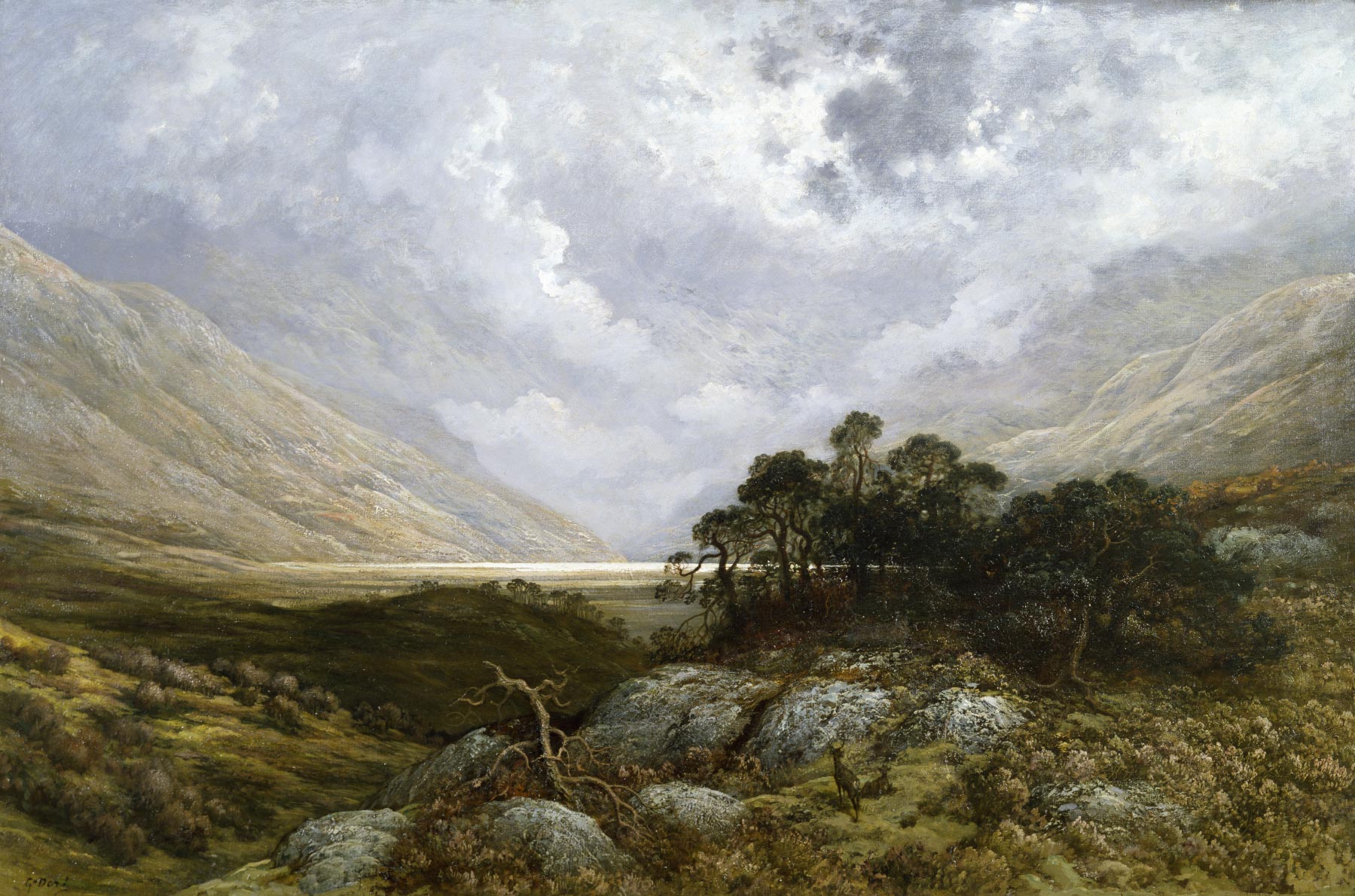 Gustave Doré. Landskap i Skottland, ca. 1878. Oljemaleri, lerrett 131 x 196. Walters Kunstmuseum, Baltimore.
