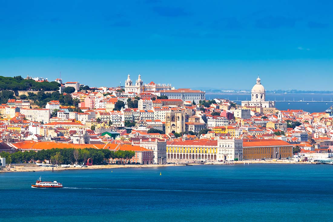Portugal. Lisboa. Panoramautsikt fra Tejo. Foto