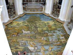 Italia. Capri. San Michele-kirken. Majolikagulvmosaikk. Foto