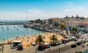 Portugal Cascais. Utsikt mot havnen fra Hotel Bahia Cascais