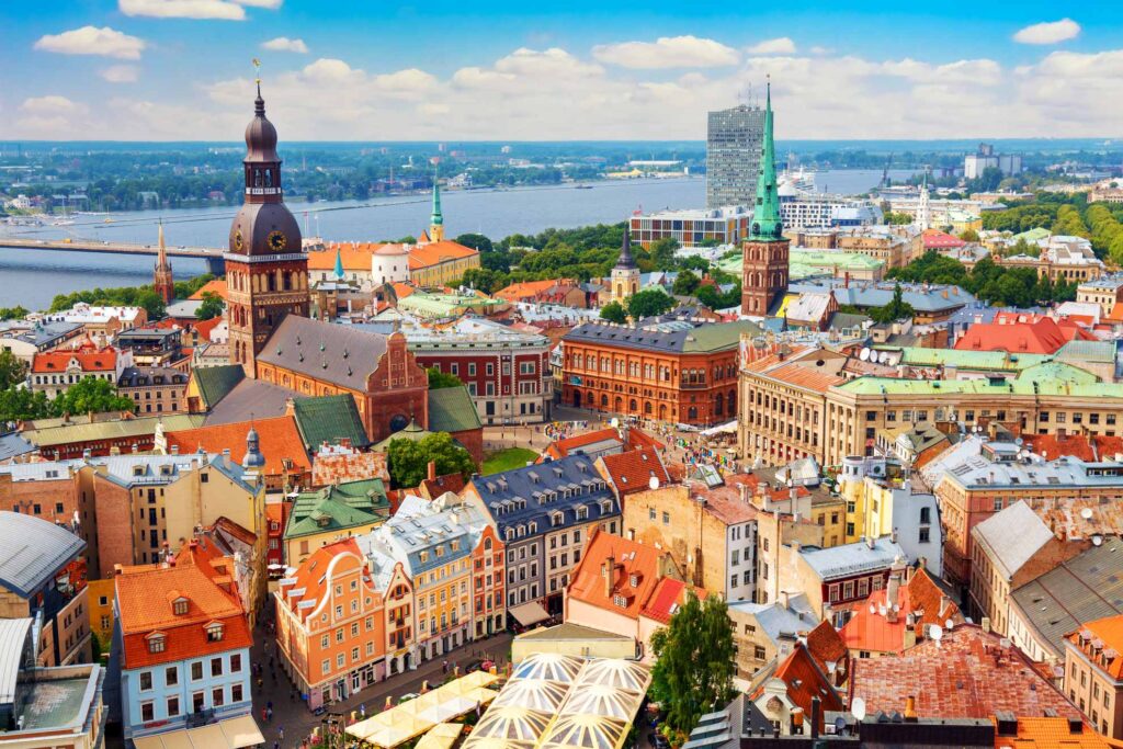 Latvia. Riga. Panoramautsikt over byen