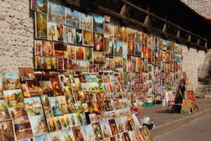 Polen. Krakow. Gamlebyen. Kunstmarked. Foto