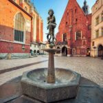 Polen. Krakow. Gamlebyen. Skulptur. Foto