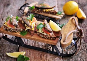 Gastronomi. Ryggbrød med brisling. Foto