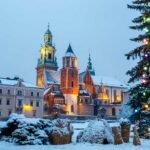 Polen. Krakow. Wawel-slottet i juletid. Foto