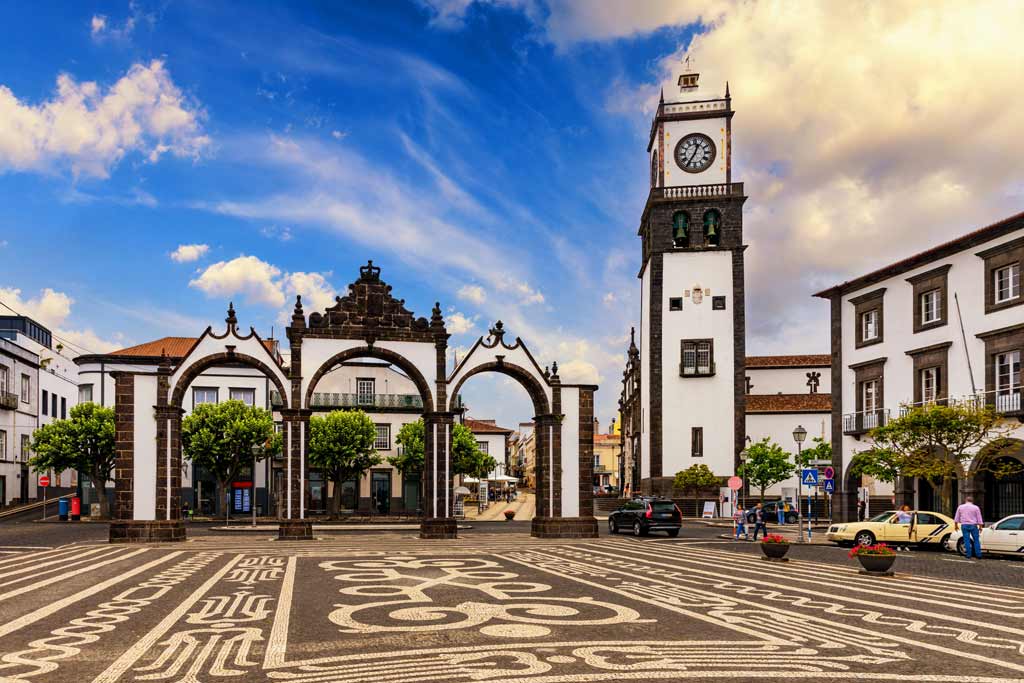 Azorene, Saõ Miguel. Historiske sentrum i Ponta Delgada. Foto