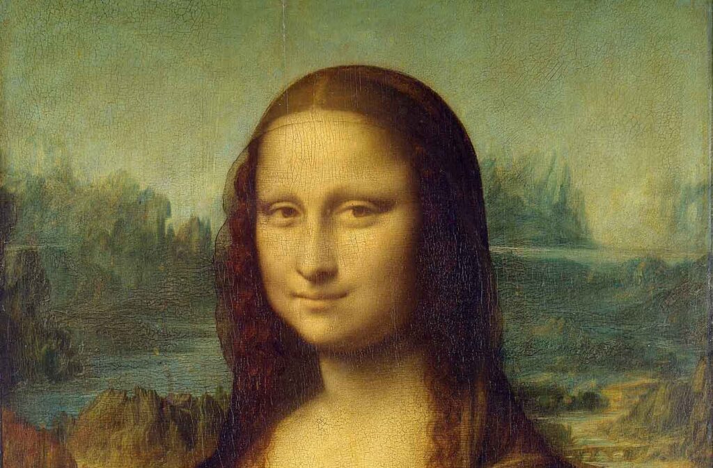 Utsnitt av maleriet Mona Lisa av Leonardo da Vinci