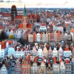 Polen. Gdansk. Typiske hus i gamlebyen