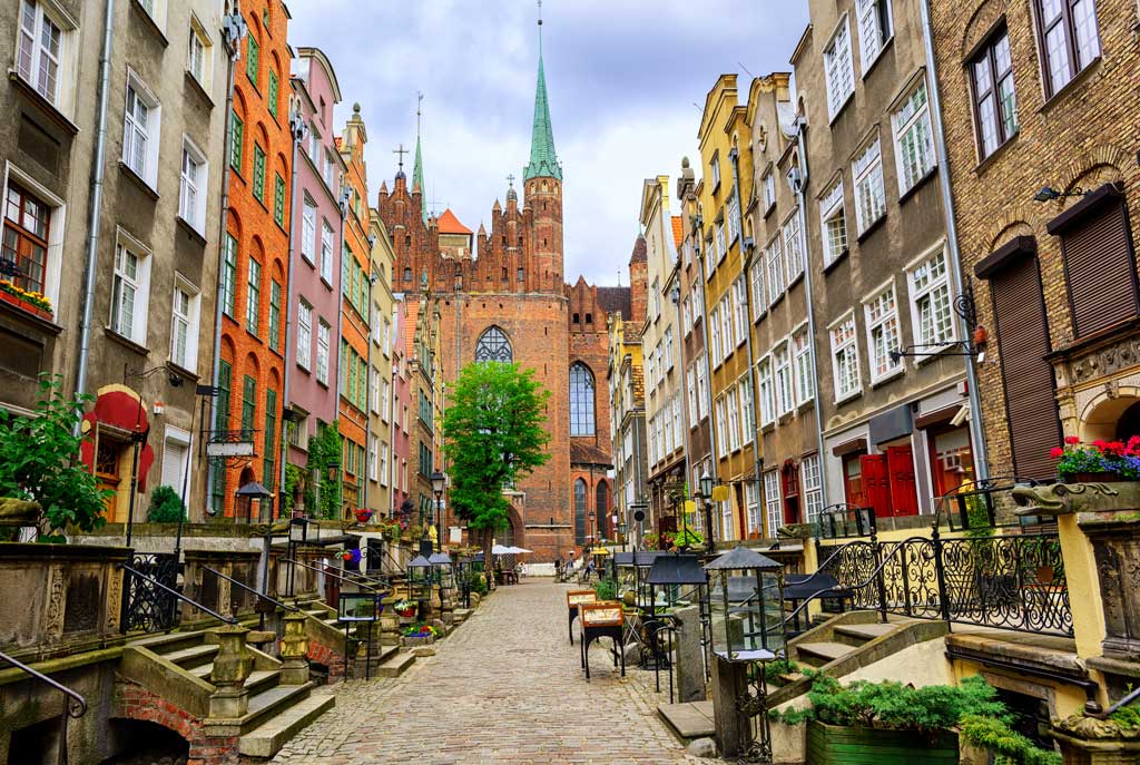 Polen. Gdansk. En stemningsfull gaten i gamlebyen.