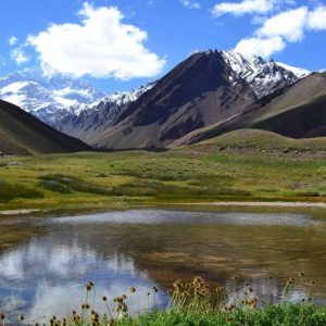 Argentina. Mendoza. Utsikt til Aconcagua-fjellet. Foto