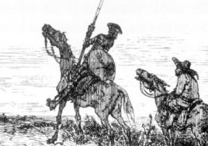 Don Quijote og Sancho Panza. Tegning av Gustave Dore