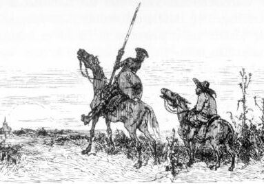 Don Quijote og Sancho Panza. Tegning av Gustave Dore