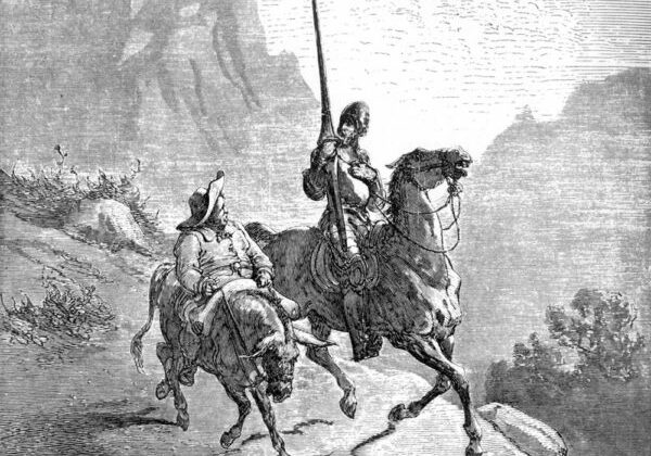 Don Quijote og Sancho. Illustrasjon av Gustave Dore.