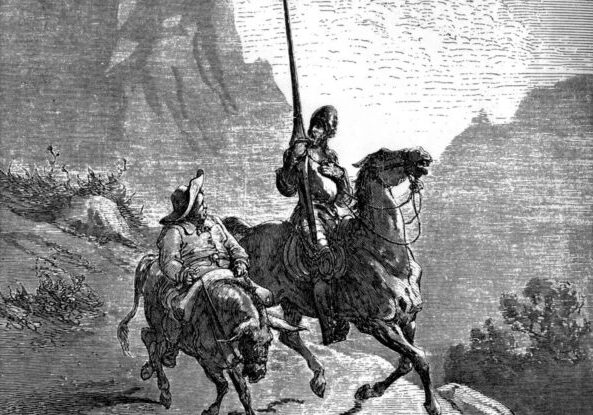 Don Quijote og Sancho Panza. Tegning av Gustave Dore