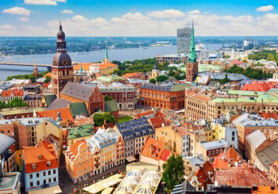 Latvia. Riga. Panoramautsikt over byen