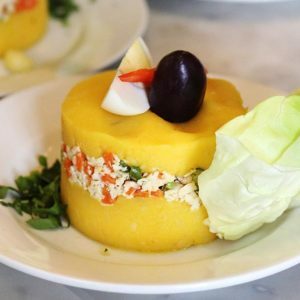 Peru. Causa rellena - tradisjonell rett fra Lima. Foto