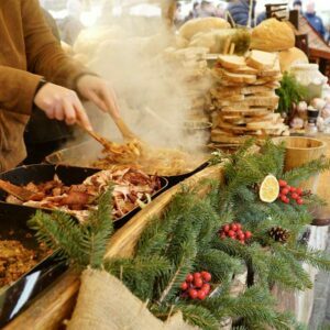 Matboder på julemarkedet i Krakow. Foto