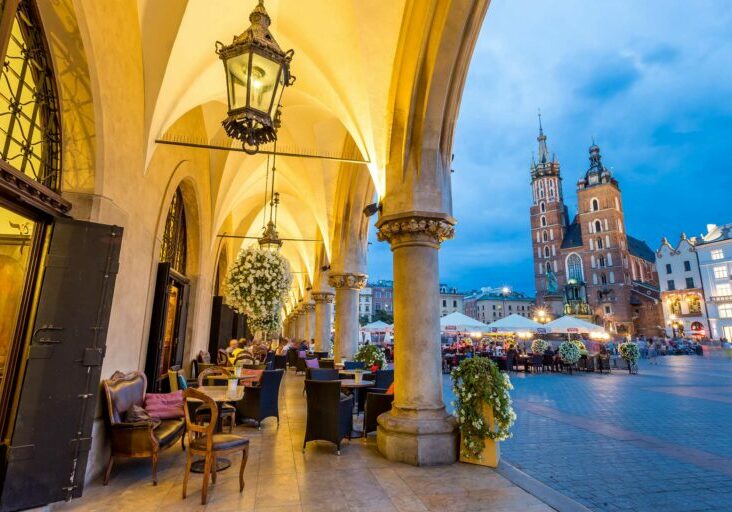 Polen-Krakow-torget Polen. Krakow. Hovedtorget. Foto