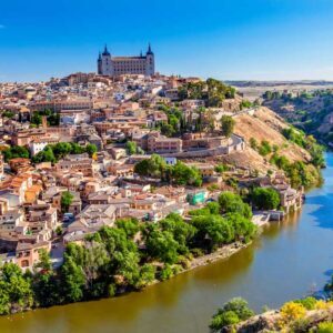 Spania-Toledo-utsikt-Tajo2 Spania. Toledo. Utsikt over byen og Tajo-elven. Foto